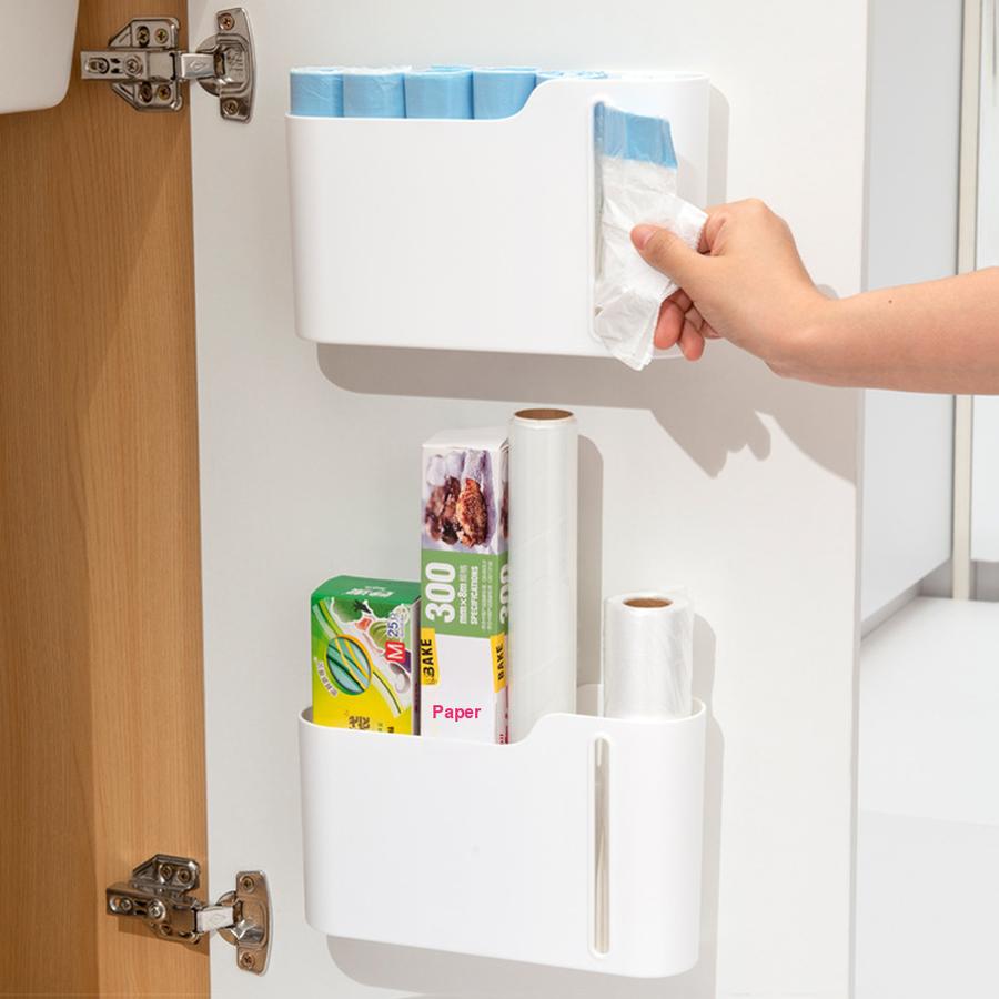 Trash Bag Organizer Kitchen Garbage Bag Holder Household No-Punch Wall Hanging Pull-Out Creative Product