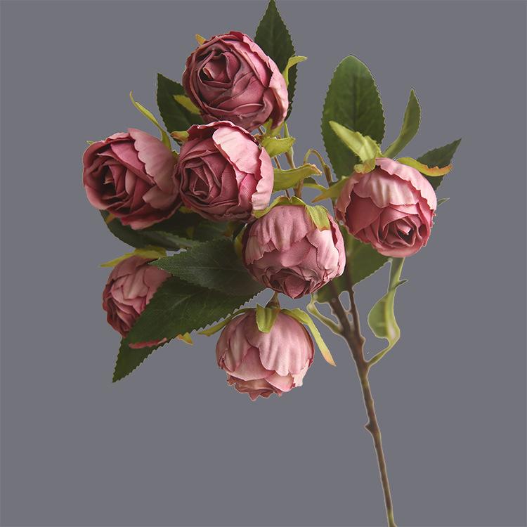 

Charred-Edge Multi-Head Rose Artificial Flowers Dried Flowers Living Room Decor European-Style Home Arrangement Faux Flowers 2pcs темно-фиолетового