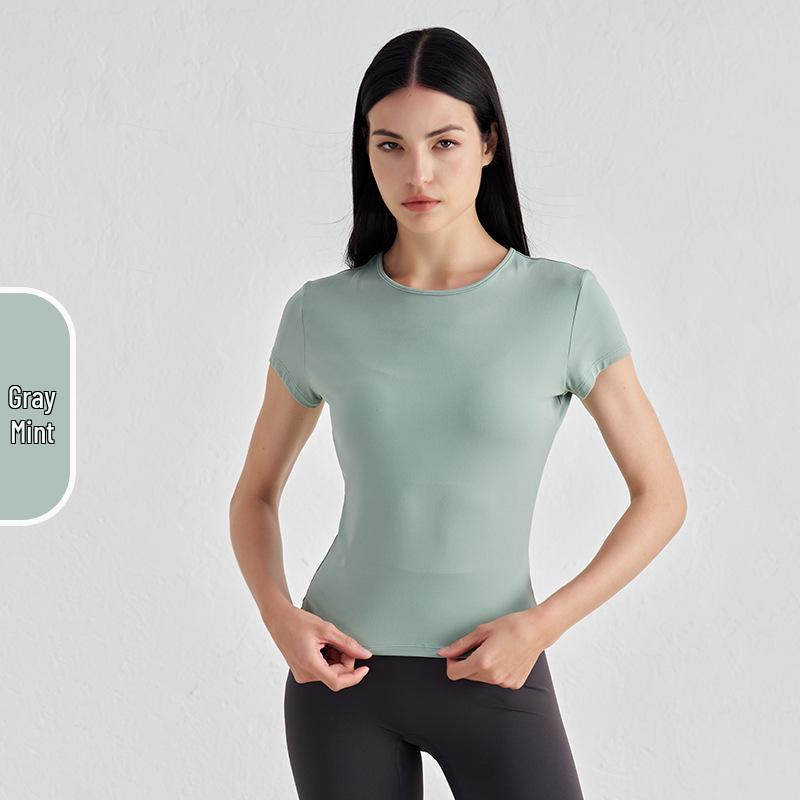 

Женская утягивающая талию футболка для йоги - Удобный повседневный топ с коротким рукавом для спортзала и йоги XL