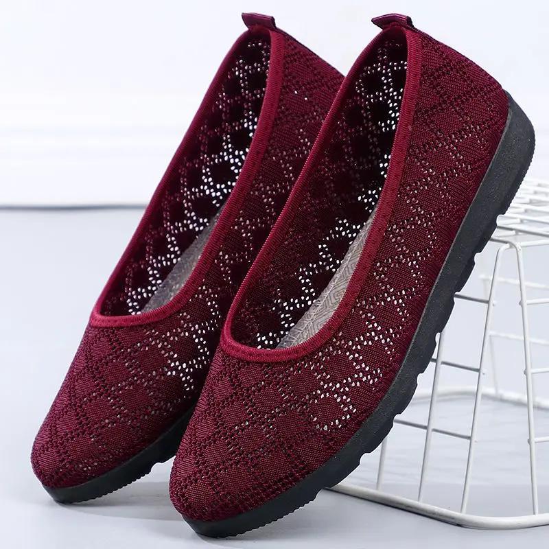 Fashion New In Flat Mesh Breathable Women's Shoes Aesthetic Daily Routine Cotton Original Light Designer Luxury Offers Ladies Footwear