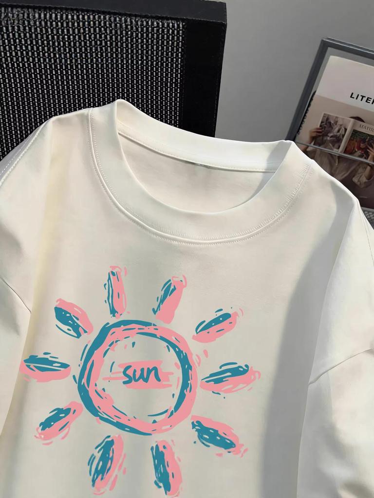 Plus Size Pure Cotton Short Sleeve T-shirt, Women's 2026 Summer Loose Chic, Hong Kong Style