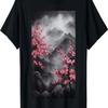 Japan Sakura Garden Mountains And Cherry Blossoms Woodblock T-Shirt(16)
