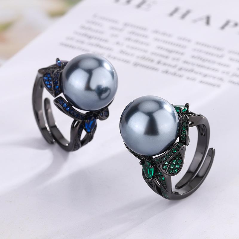 Jewelry Copper Bottom Gold-Plated Black Gold Personalized Bow Diamond Ring 14Mm