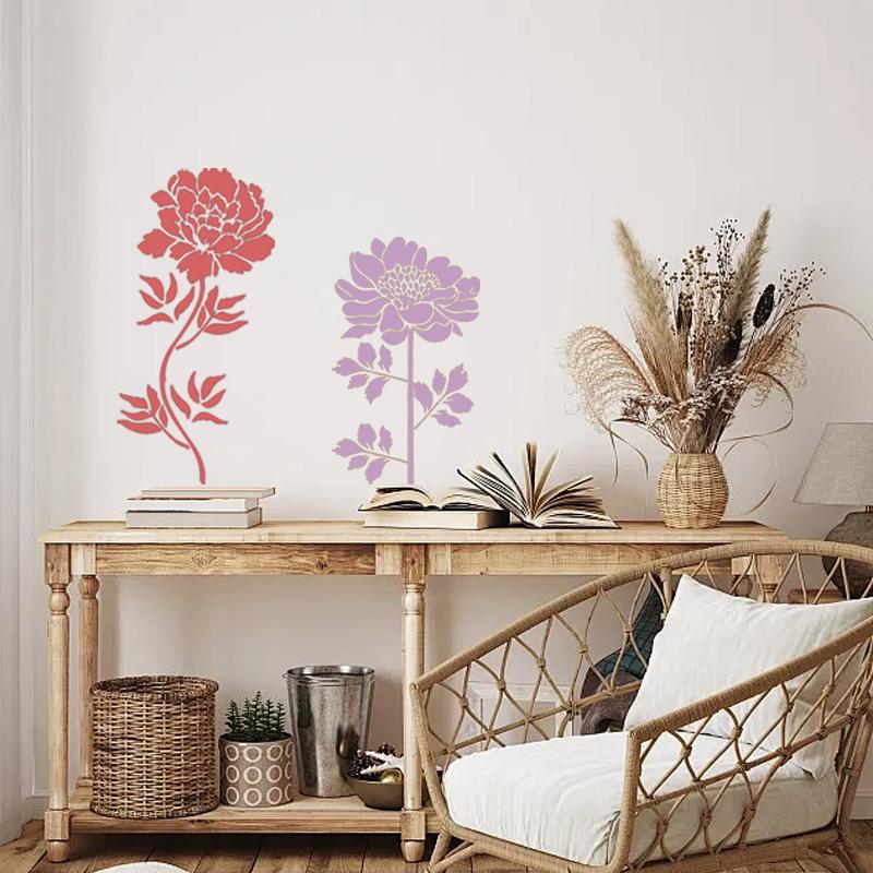 6Pcs/Set Garden Fence Crafts Plastic Wall Canvas Painting on Wood DIY Drawing Templates Large Flower Stencils