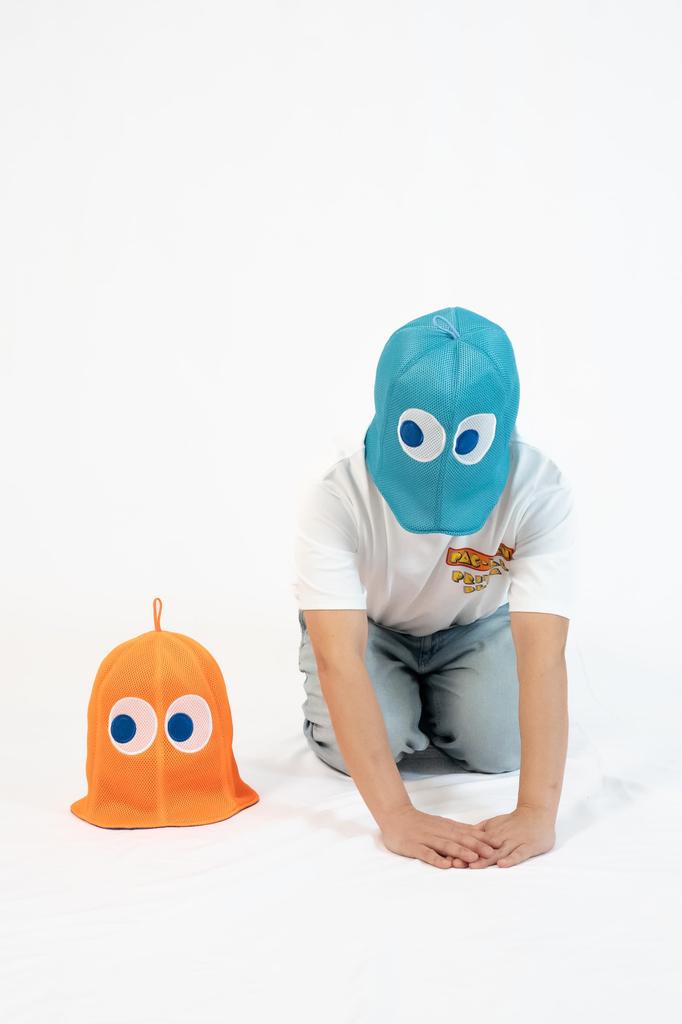 [Primal Blue] PACMAN 45th Anniversary Full Face Ghost Sauna Hat - Pacman Sulky Ghost Sauna Hat - Blinky, Inky, Clyde, Pinky (Clyde / Orange)