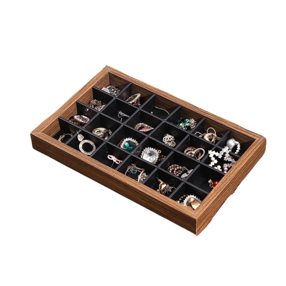 Simple Jewelry Organizer 12/24 Grids Jewelry Display Holder Wooden Jewelry Tray  Jewelry Seller