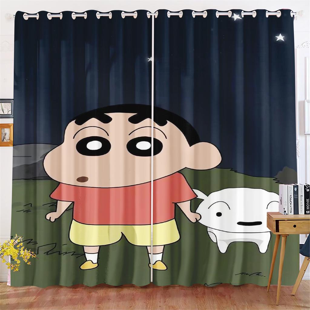Crayon Shin-chan 3D Digital Print Curtains Cartoon Window Blackout Curtain Bedroom Fashion Style Home Decor Cute Anime Findings