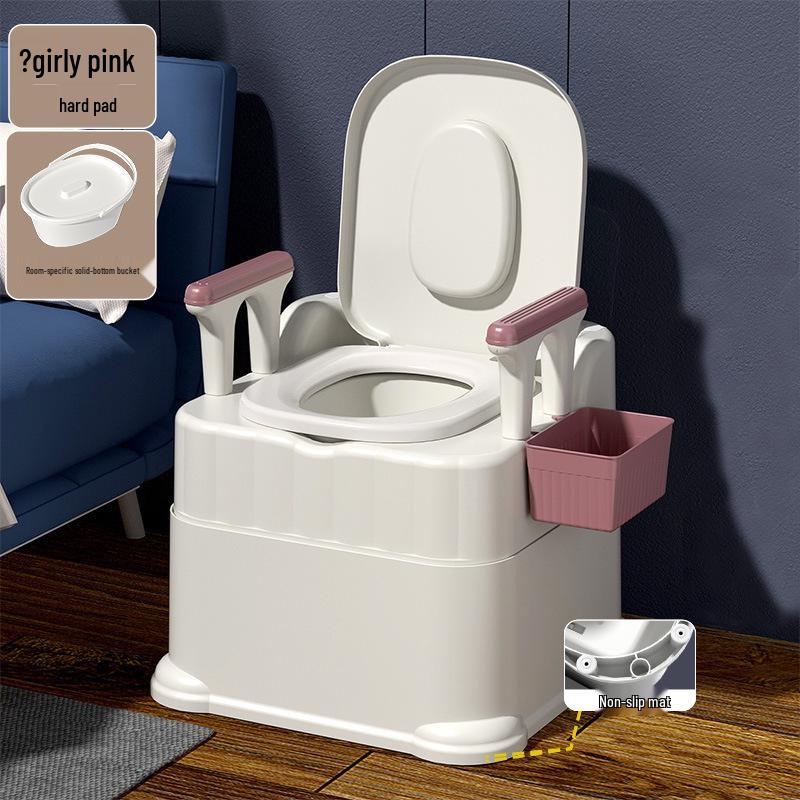 Portable Toilet Chair with Armrests for Elderly, Indoor Use, Bedside Commode for Pregnant Women.