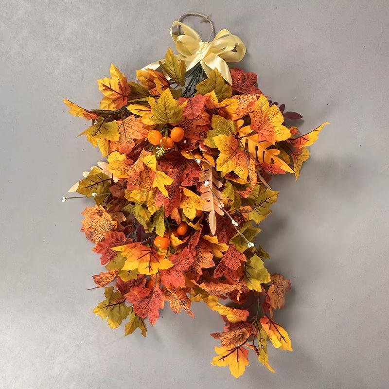 Autumn Maple Leaf Door Hanging: Halloween & Thanksgiving Floral Wall Art