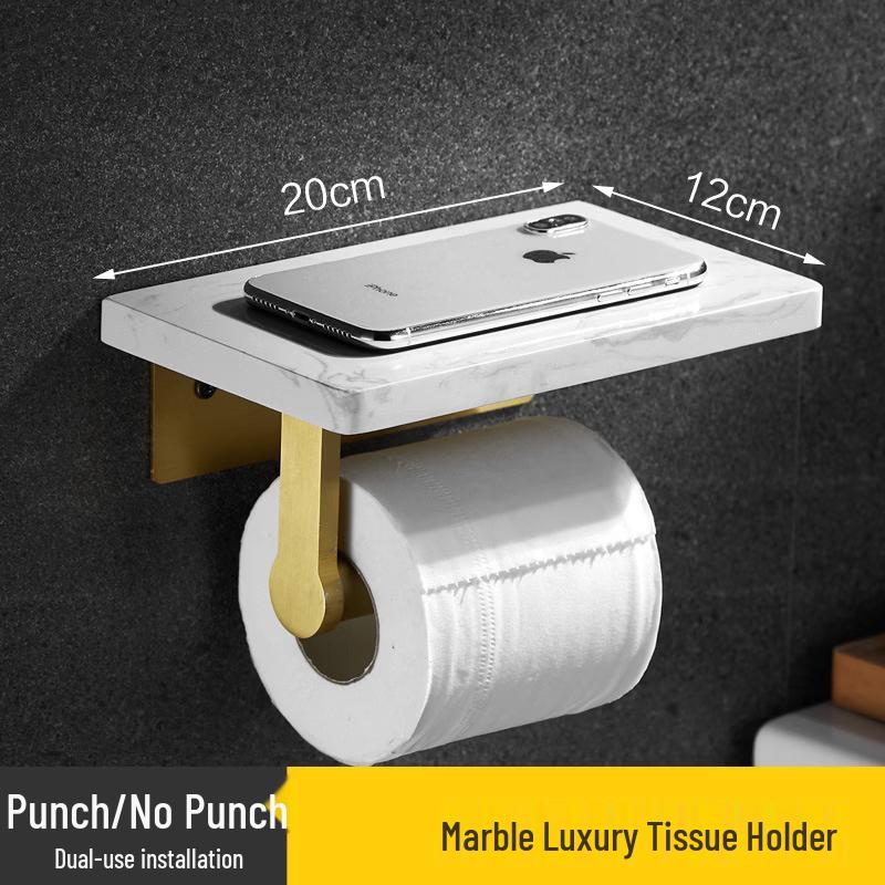 MDNG Marble Tissue Holder with Phone Shelf