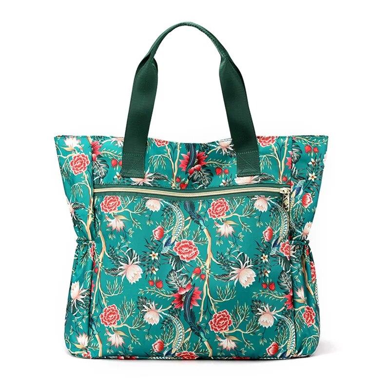 Große Tasche mit Henkel, Damen-Umhängetasche, leichte Damentasche, Nylon-Handtaschen, Blumenmuster, Tragetaschen, Strand-Bolsa Feminina