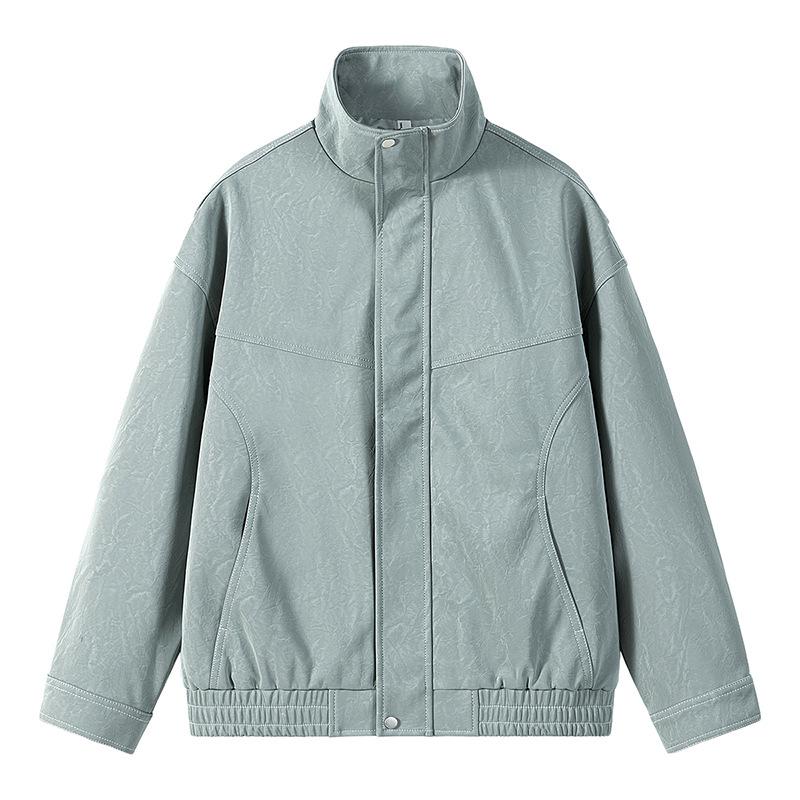 Spring and Autumn New American Retro Leather Jacket Men's Locomotive Clothing Trendy Hong Kong Style Lapel Loose PU Jacket