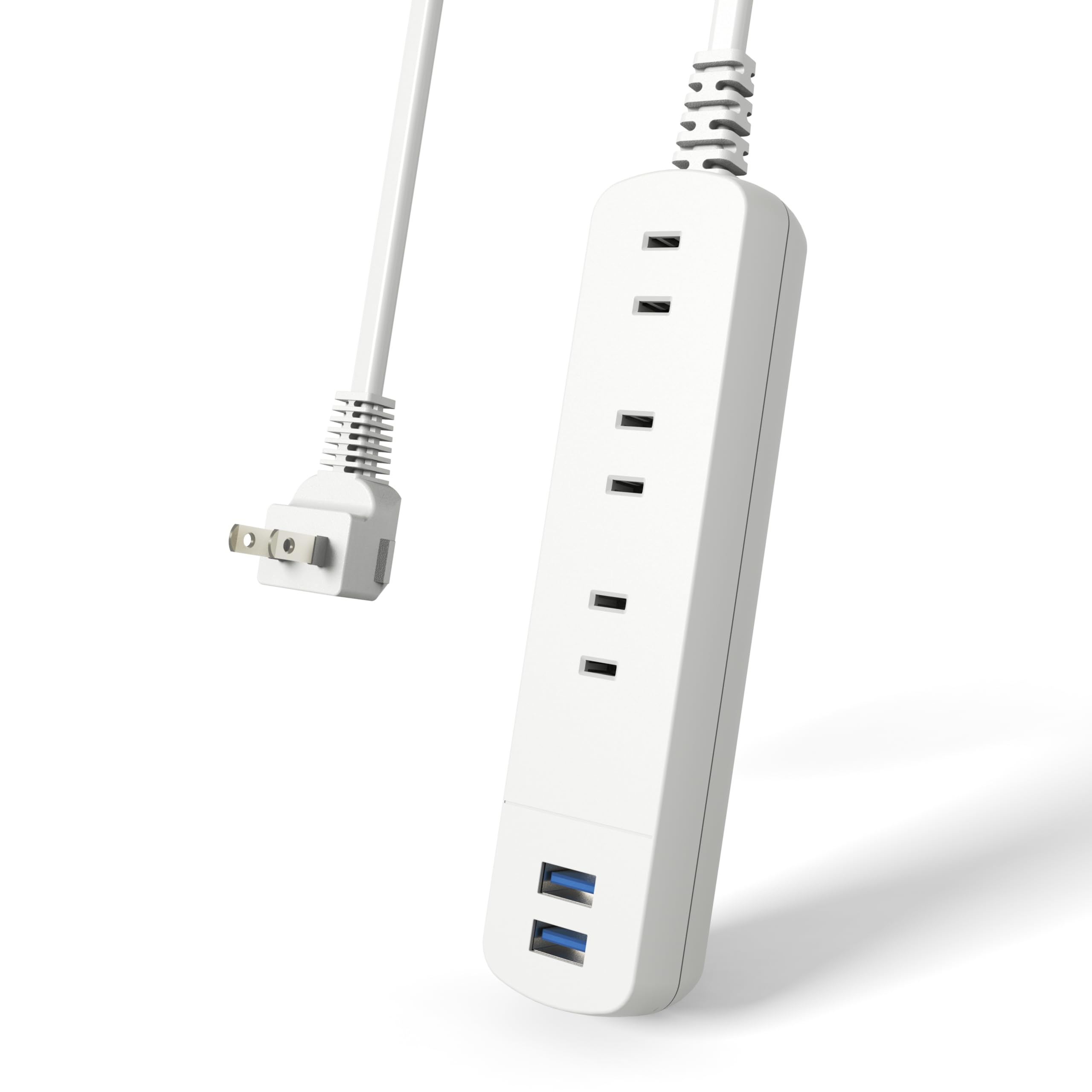 

TOPLAND Подовжувач, 3 розетки змінного струму з USB (2 Розетки типу A), USB зарядний кабель, Сумісний з iPhone 15, 16, 17 та Android, 1м, Білий,