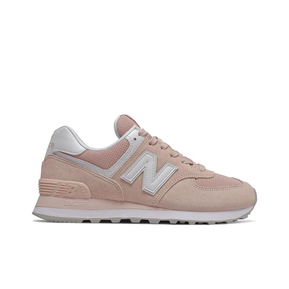 New Balance NB 574 Retro Bequeme Synthetikleder Low-Top Freizeit-Laufschuhe Damen Sneaker Rosa Weiß WL574OAB