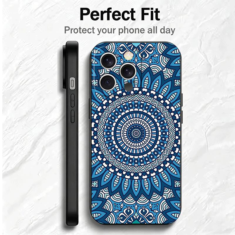 Mandala Style Pattern Soft Phone Case for iPhone 16 16E 17 Air 15 Pro Max 14 Plus 13 Mini 11 12 7 Black Cover Back Shell