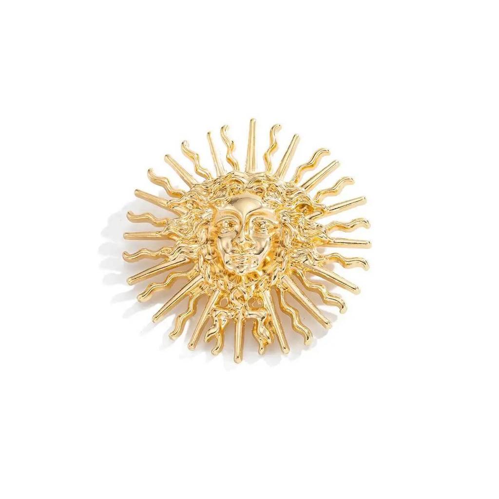 SHIXIN Vintage Sun Flower Brooch Women Exquisite Irregular Metal Shirt Dress Suit Collar Pins Clip Versatile Jewelry Accessories
