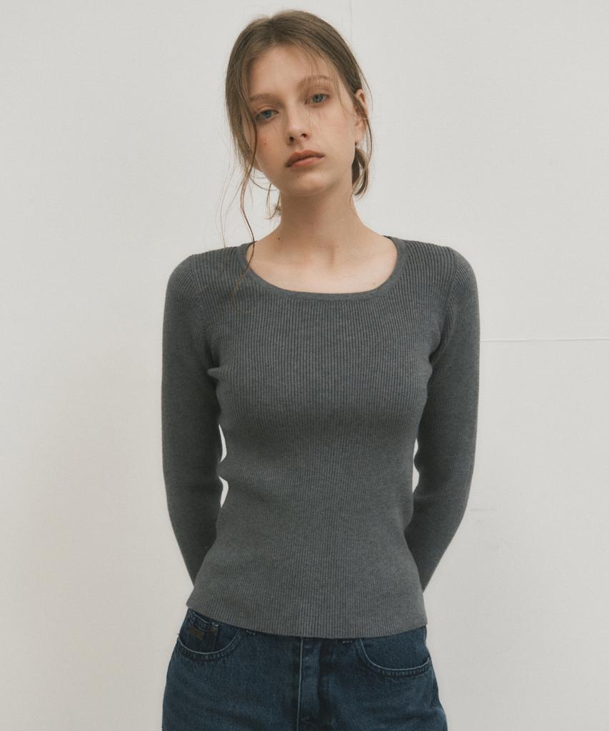 Wednesday Oasis For Woman Jane Square Neck Washable Knit_Gray(Wc25-Kn33)