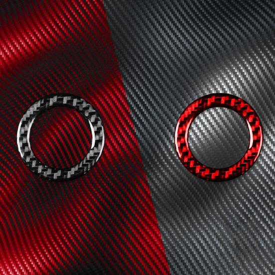 Car Button Sticker Self-adhesive Decorative Carbon Fiber Engine Start Stop Button Sticker Trim for 13-19 Forester
