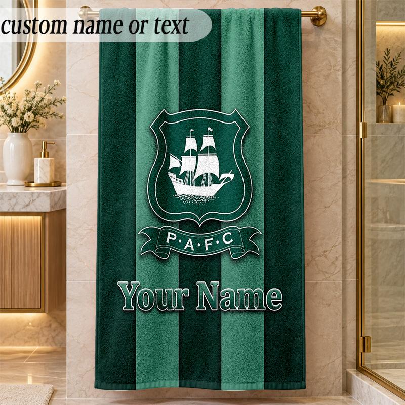 Beach TowelPlymouth Argyle FC Custom Name Text Personalized Soft Towel for Beach Pool Indoor Home Decor Gift