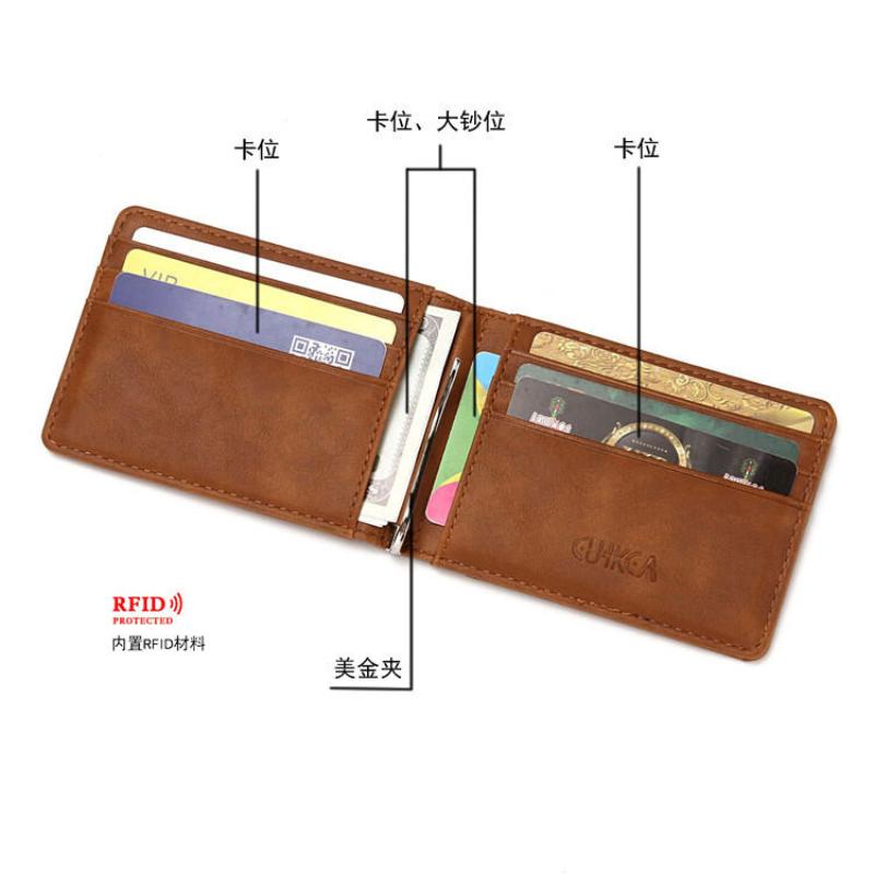 Multi Functional Mens Wallet RFID Card Holder Anti-theft Brush Multi Slot USD Money Clip Card Wallets