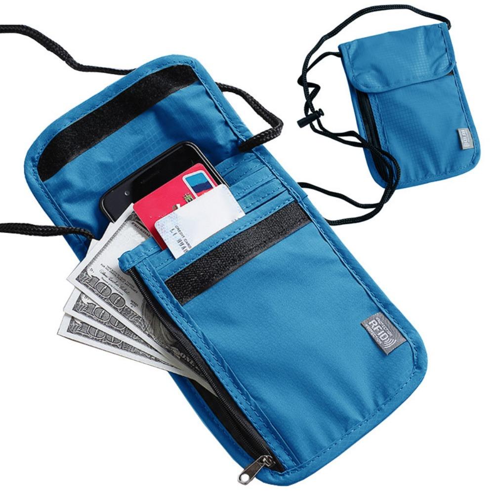 1 Pcs Waterproof RFID Nylon Storage Bag Travel Document Card Passport Bag Neck Wallet Money Document Card Passport Pouch