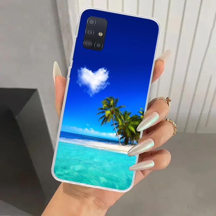 Summer Beach Sunset Sea Palm Tree Phone Case for Samsung Galaxy A52 A32 A22 A12 A02S A50S A30S A10S Note 20 Ultra 10 Plus S10 A3