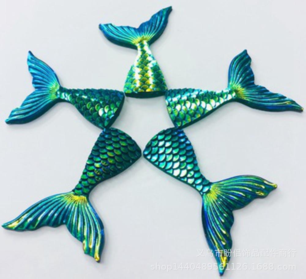 5pcs/set DIY Resin Plated Bottom AB Mermaid Tail Earrings Necklace Bracelet Clothes Decoration Accessories