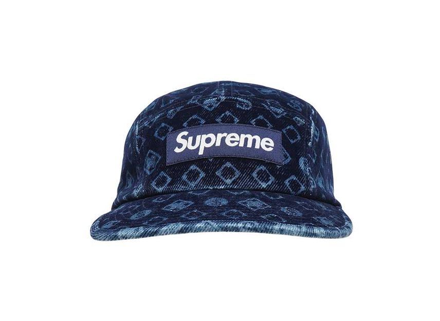 Supreme Cappellino da campo in denim floccato blu