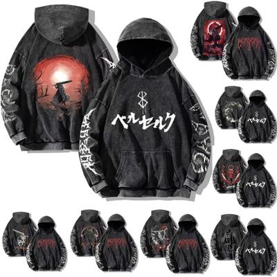 Heren Berserk Hoodies Gothic Print Vintage Hoodie Hip Hop Streetwear Sweatshirts Harajuku Casual Dames Hoodie Pullover