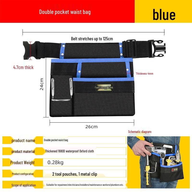 Portable Electrician Tool Belt: Sturdy, Multifunctional Waist Pouch for Construction Site Storage