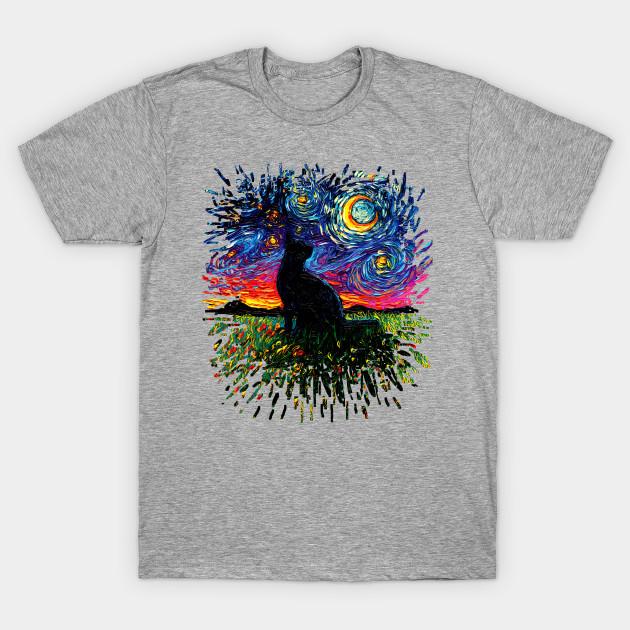 Unisex Fashion TShirt Black Cat Night Splash Version Print TShirt Plus Size XS-6XL T-Shirt 100%Cotton Tops O Neck Short Sleeve Tees