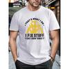 European sizes Plus Size Men's Repair Tools Print, Short Sleeve T-shirt, Summer Trendy Casual Tees For Big & Tall Males