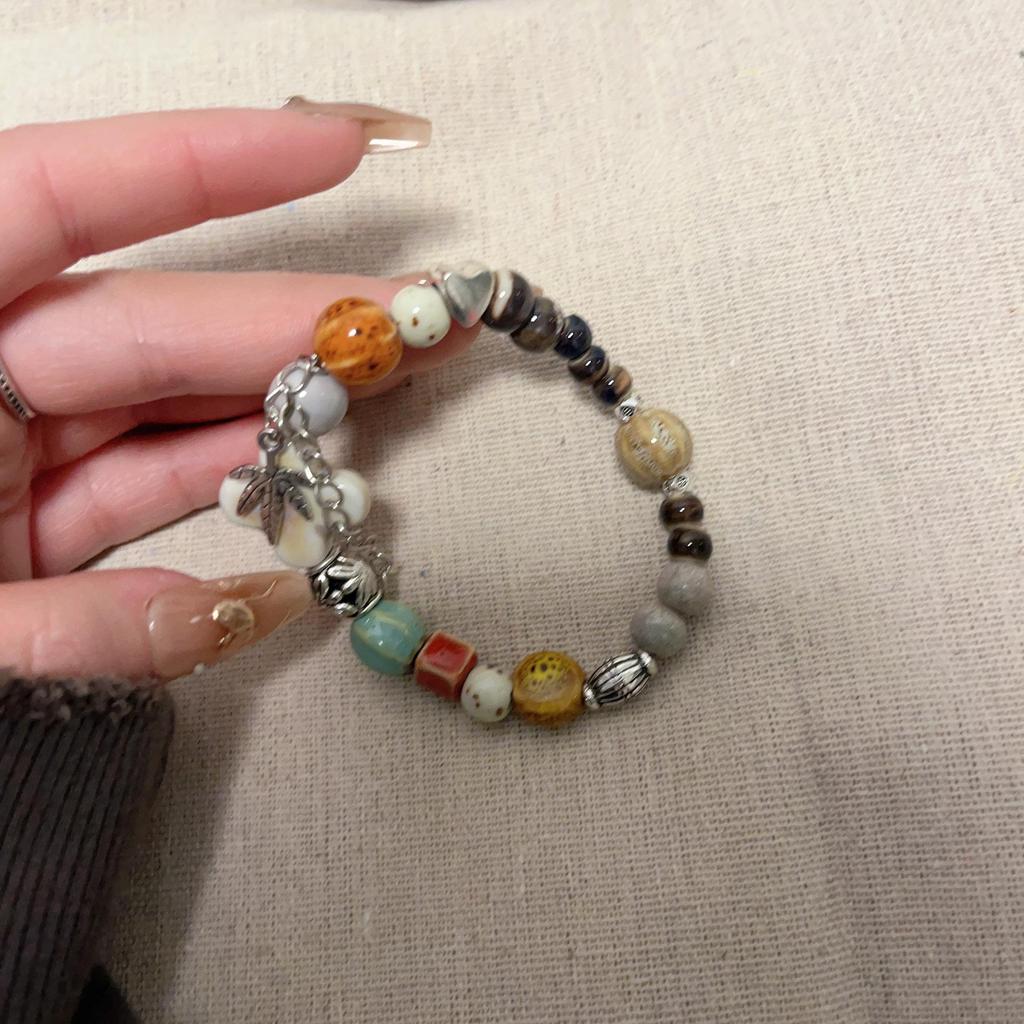 Bracelet de perles en céramique fait à la main, de Style ethnique exotique, tibétain, de Style ancien, élastique