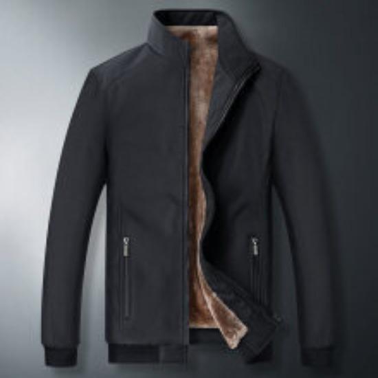 Jas Heren Oud Herfst en Winter Jas Verdikt Warm en Fleece Fleece Jas Heren Kleding Stand Kraag Grote Maat Papa Pak