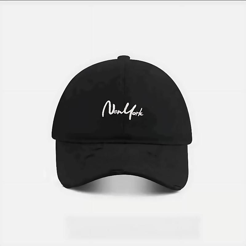 Distressed Perforated Duckbill Cap Cotton Baseball Cap Embroidery Adjustable Deep Fit Baseball Cap For Big Head Daily Hiking H