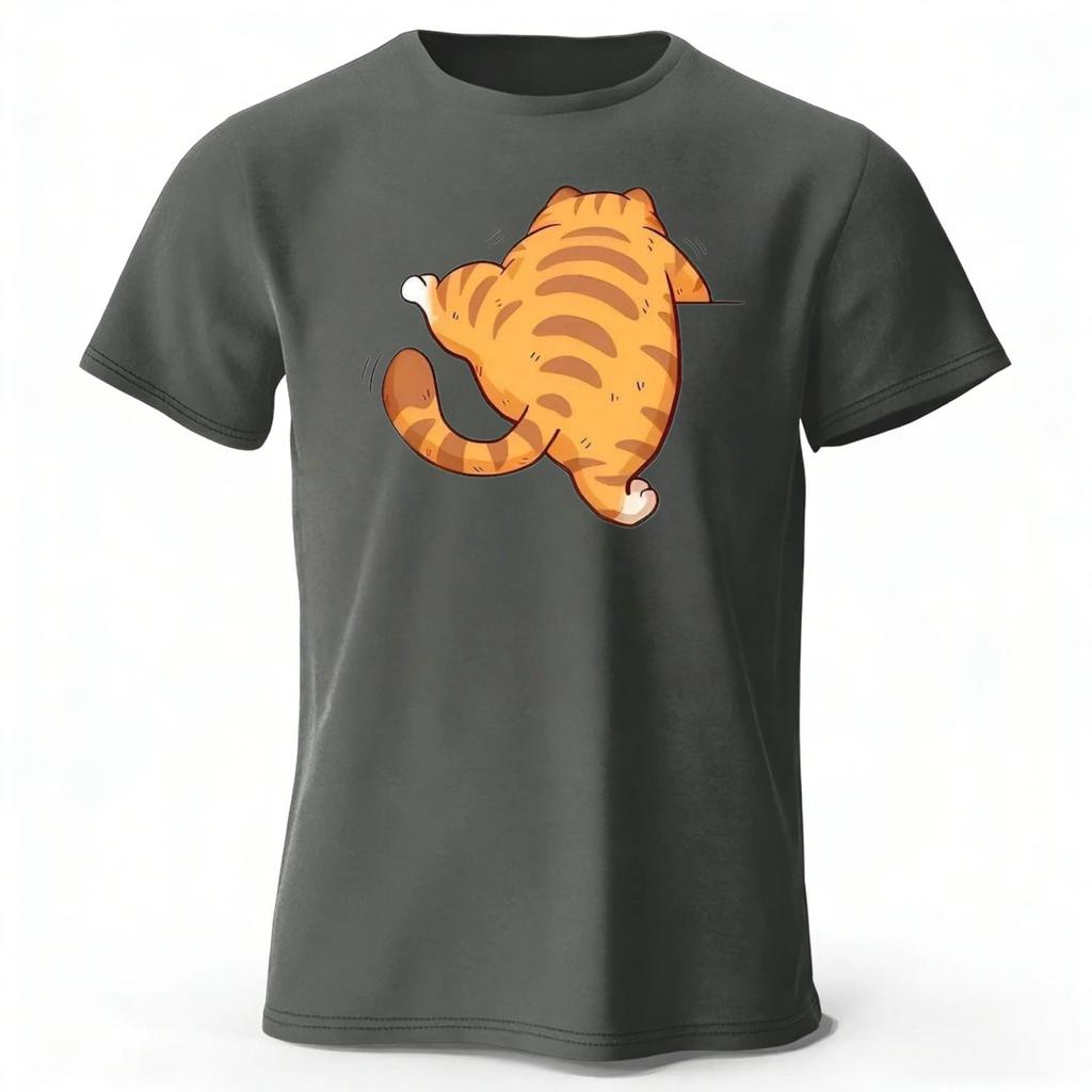 New Creative Vanished Orange Cat Cotton Short Sleeved Summer MensWomens Comfortable Loose Large Running Fitness Tshirt Top