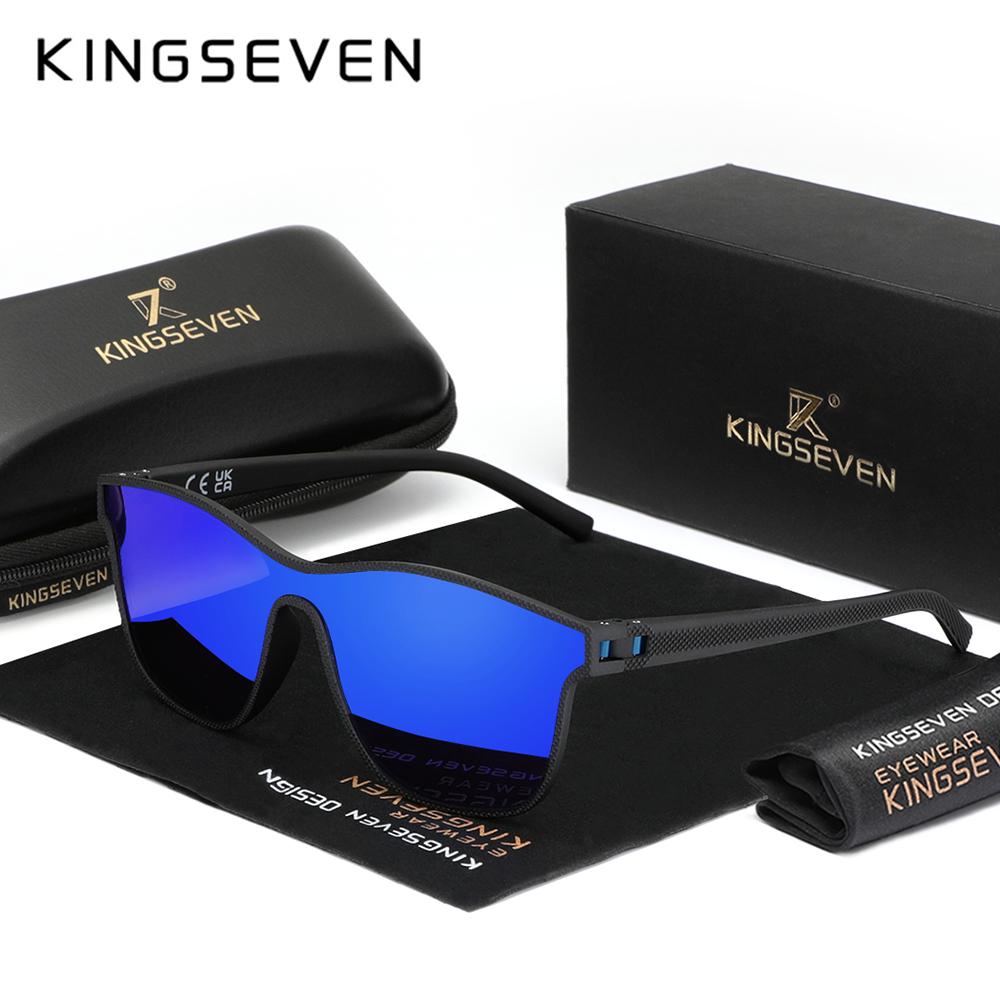 

KINGSEVEN Розкішні модні цільні сонцезахисні окуляри з поляризацією UV400, дзеркальні лінзи, окуляри, котяче око, велика оправа, шопінг, окуляри для водіння темно-синього кольору