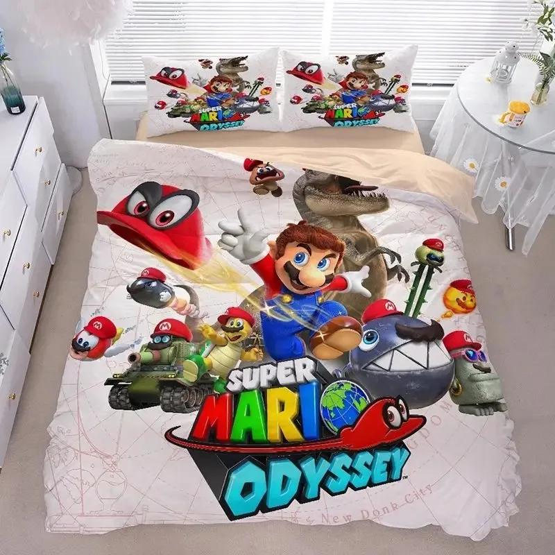 3D Anime Supers M-Mario BrosPrinted Bedding Set- Duvet Cover + Pillowcases2/3pcsSuitable for Kids Adults Soft Polyester