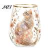 Traumhaftes Mädchen Stil Becher Handbemalter Glasbecher, Eiförmige Tasse mit Goldrand, Klarer Bleifreier Kerzenlicht Dinner Weinbecher für Tee Kaffee
