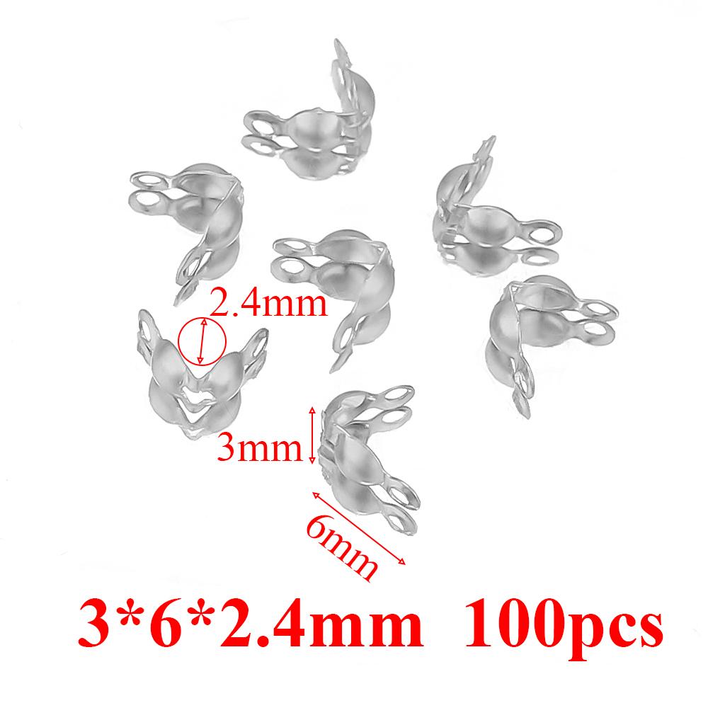 50-100pcs 18k Gold Stainless Steel Ball Chain Calotte Crimps Beads Connector End Clasp DIY Jewelry Necklace Bracelets Supplies