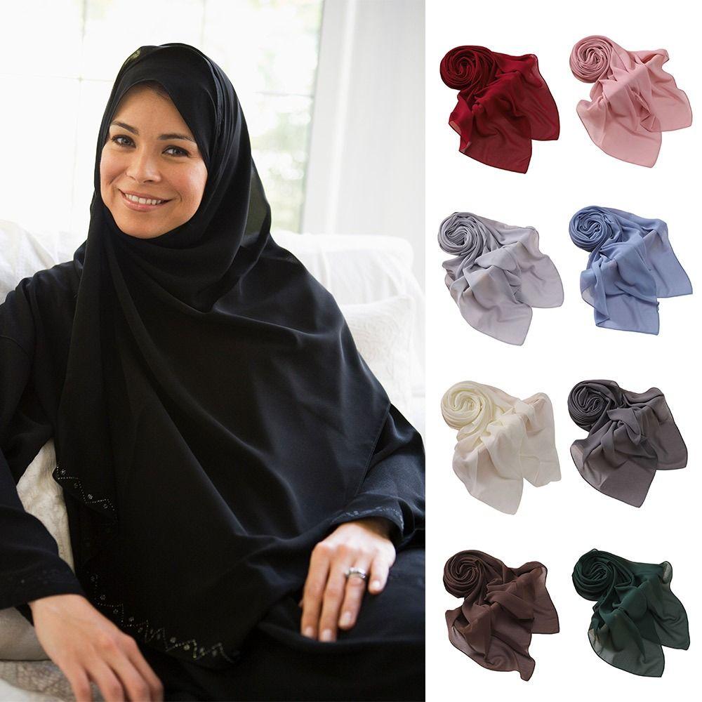 

110x110cm Shawl Pearl Chiffon Hijab Fashion Veil чорний