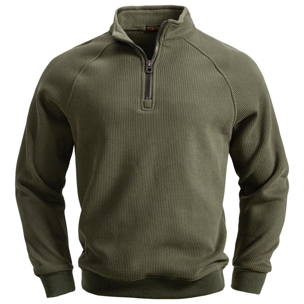 2026 Autumn and Winter New Fashion Zipper Sweatshirt Stand Collar Versatile Sweatshirt S зелёный