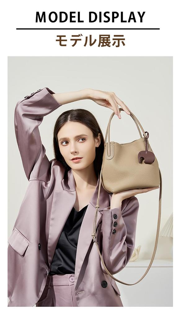 Rortyno Women's Genuine Leather Shoulder Bag, Tote Bag, Large Capacity Handbag, 2-Way Bucket Bag, Cowhide Leather Business Bag, Shoulder Bag,