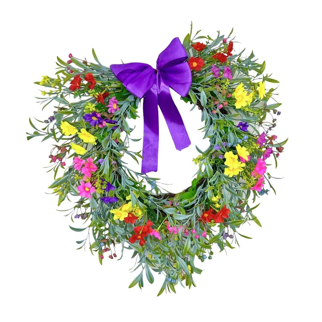 Heart Wreath Front Door Garland Artificial Spring Festival Decor Ornament Decorative Gypsophila Wreath for Party Window Porch