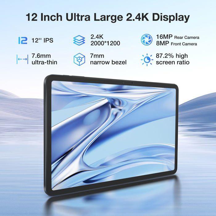 Tablette tactile - doogee - t20 ultra - 12 pouces - 256 go - android 13 - helio g99