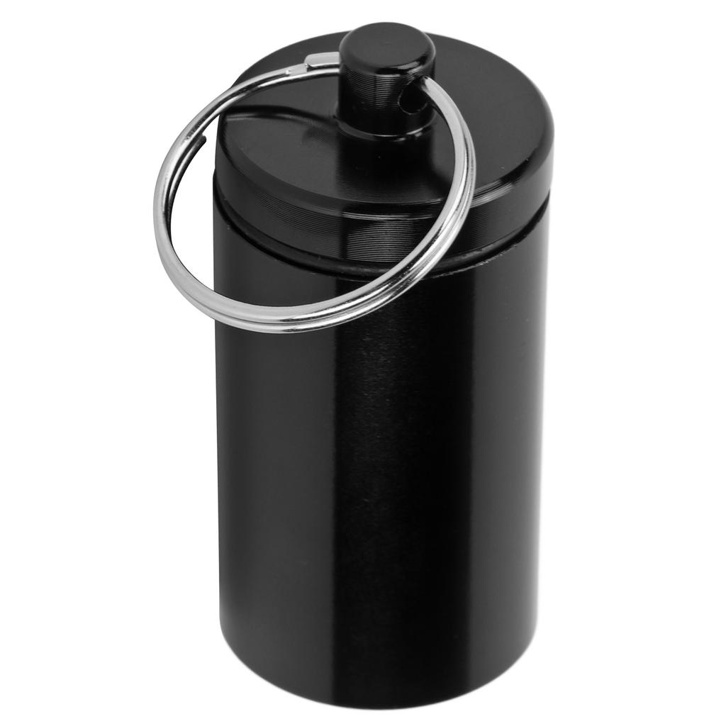 Mini Portable Keychain Medicine Holder Aluminium Waterproof Medicine Box Container for Outdoor Travel CampingAluminum