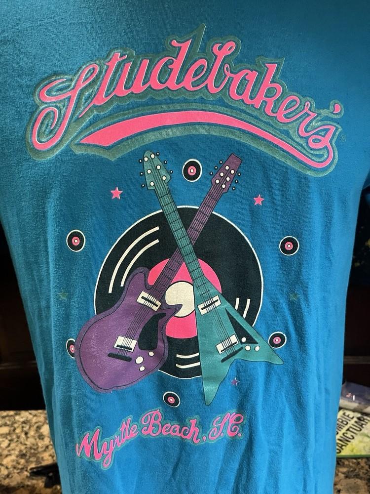 Винтажная футболка Studebakers Myrtle Beach Южная Каролина Мужская Размер L Shag Бирюзовая Унисекс Футболка S