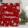 Snowflakes Shower Curtain For Bathroom Merry Christmas Decor Shower Curtain Set With Hooks Red White Snow Flowers Mas Waterproof
