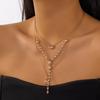 European Trendy Copper Pendant Necklace with Zirconia Water Drop Design