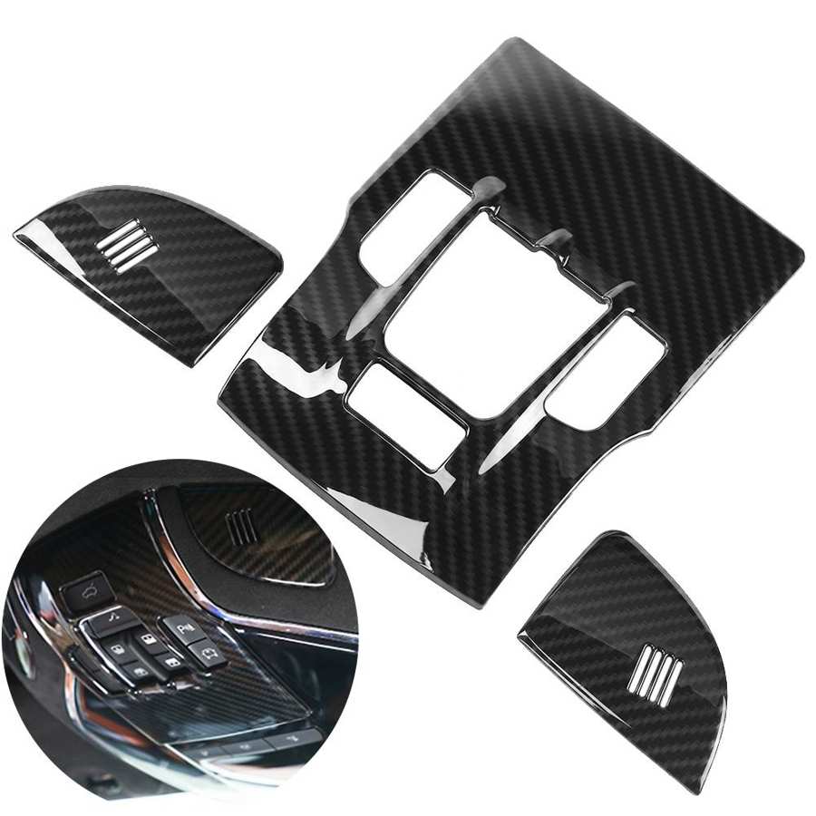 For Maserati Levante 2017-2018 3Pcs Carbon Fiber Style Car Interior Front Reading Light Lamp Cover Trim Frame
